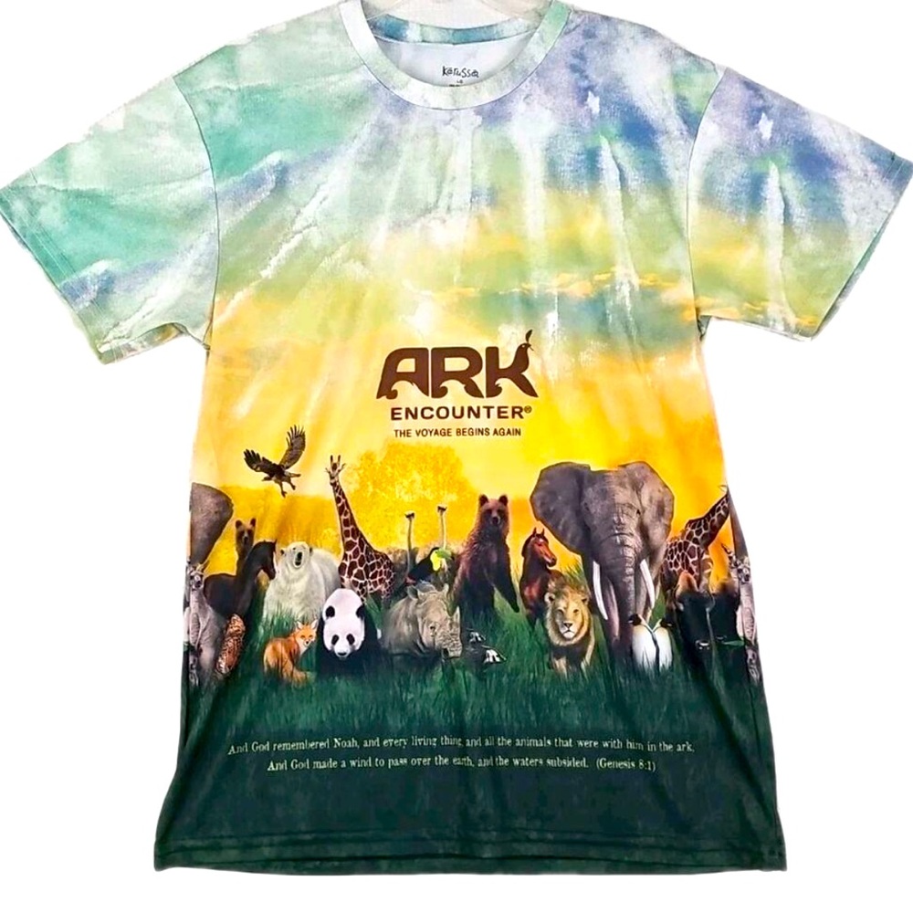 Ark Encounter Mens Size M Short Sleeves All Over Print T-Shirt Crew Neck